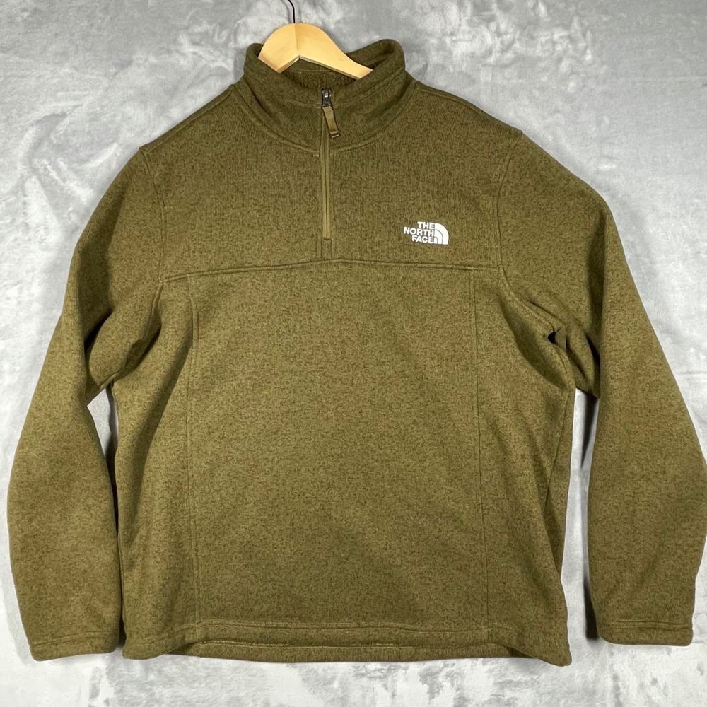 The North Face Mens XL Gordon Lyons Quarter Zip Fleece Pullover Olive Green